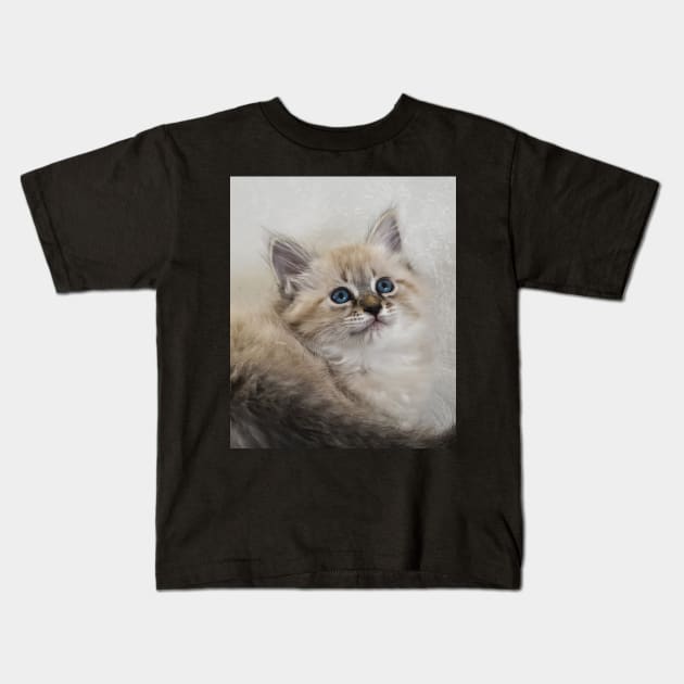 Portrait of Neva Masquerade kitten Kids T-Shirt by lena-maximova